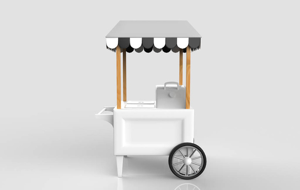 Lebensmittel-Einkaufswagen auf weißem Hintergrund. 3D-Darstellung - Foto, Bild