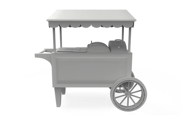 food Trolley Cart on a white background. 3d Rendering - Photo, Image