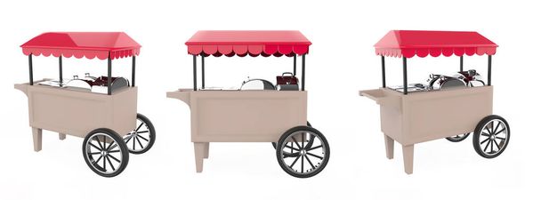 carrello cibo Carrello su fondo bianco. 3d Rendering - Foto, immagini