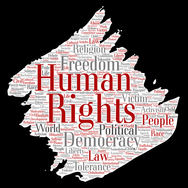 Концептуальні права людини політична свобода, демократія фарбує пензлем паперове слово хмара ізольований фон. Колаж людської толерантності, принципи права, людська справедливість або концепція дискримінації
 - Фото, зображення