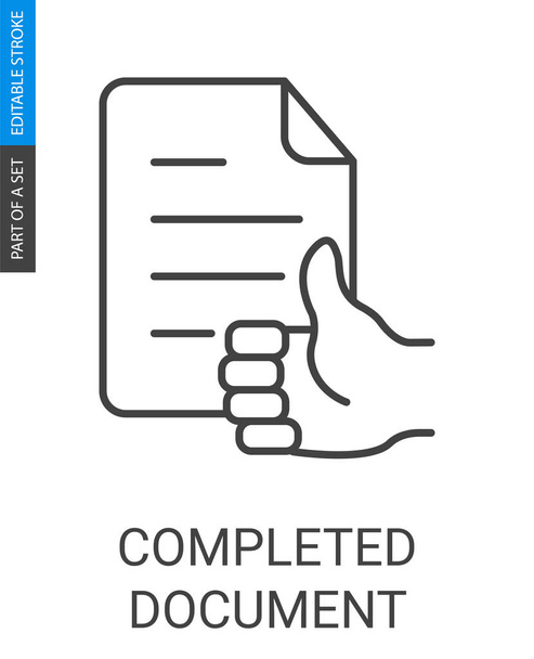 Completed document icon in flat outline style. - Vector, Image