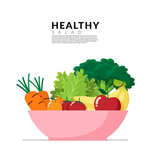 Healthy lifestyle concept. fresh vegetable in colorful blow isolated on white background with copy space. Vector illustration - Vetor, Imagem