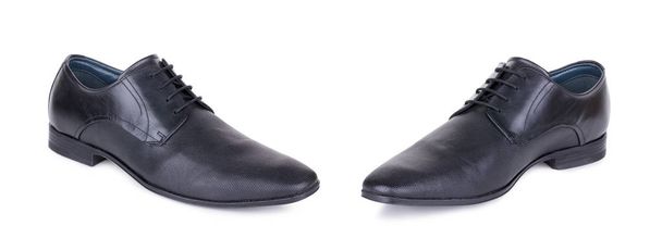 Par de clássico preto atado outono homem de couro tornozelo botas sapatos. Dois isolados
. - Foto, Imagem