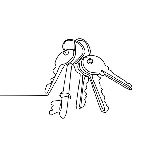 Souvislý jeden spojnicový výkres kláves pro podepsání objektu minimalismus návrhu na bílém pozadí - Vektor, obrázek
