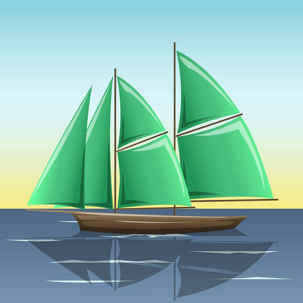 Segelboot im Meer, einfache Segelboot-Silhouette - Vektor, Bild