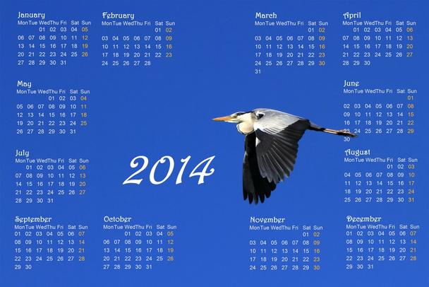 2014 англійський календар з чаплями в польоті
 - Фото, зображення
