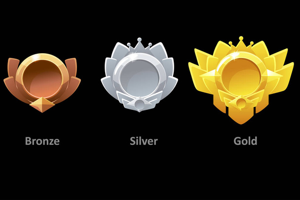 Awards medals gold, silver and bronze for Gui Game. - Vector, Image