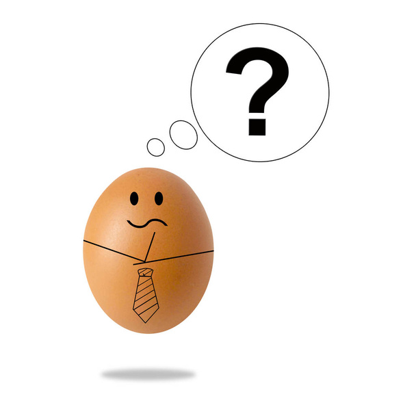 soru işaretleri ile işadamı yumurta düşünme - Fotoğraf, Görsel