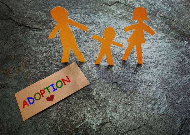 Paper family adoption concept - Zdjęcie, obraz