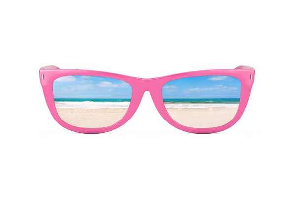 Concept de vacances d'été. Ciel bleu avec océan et plage de sable Re
 - Photo, image