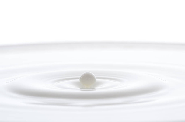 splash from falling drops of white milk on a white background - Fotografie, Obrázek