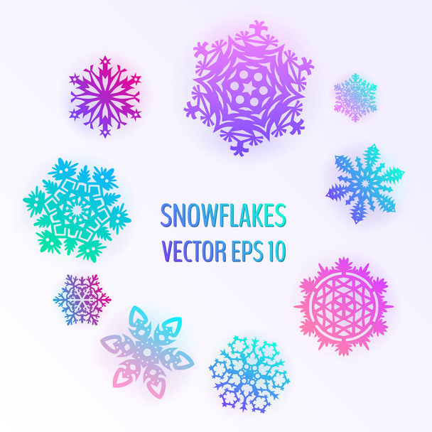 various colorful snowflakes - Vektör, Görsel