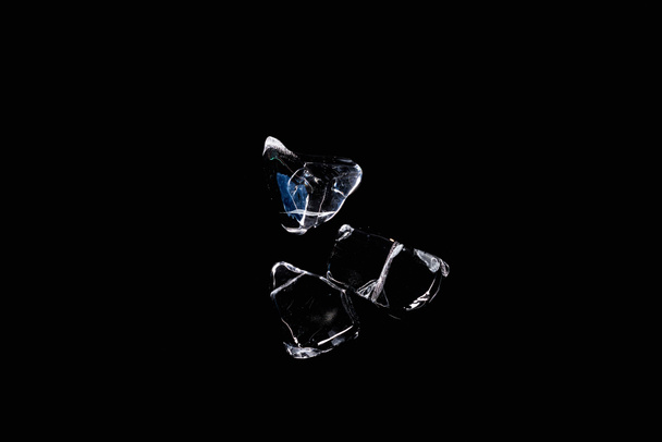top view of transparent ice cubes isolated on black with copy space - Valokuva, kuva