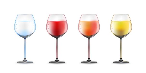 Set de copas de vino con vino
 - Vector, imagen