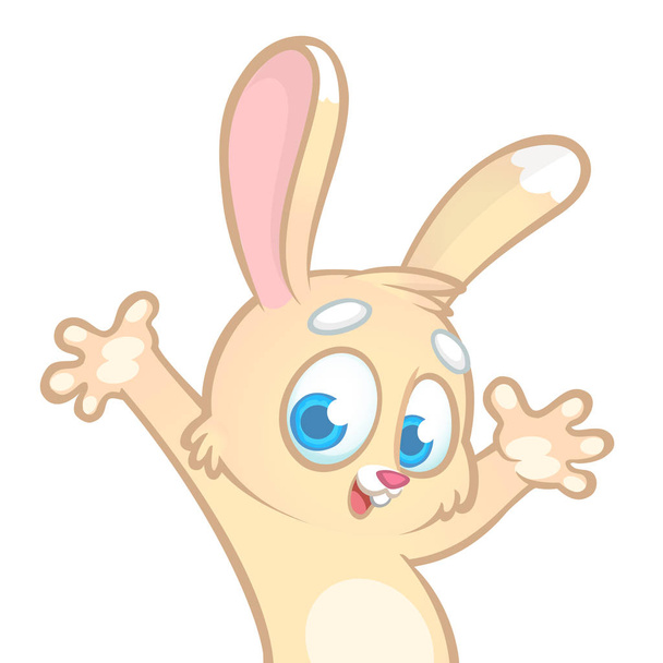 Easter cartoon bunny rabbit excited. Vector illustration of bunny isolated - Vektori, kuva