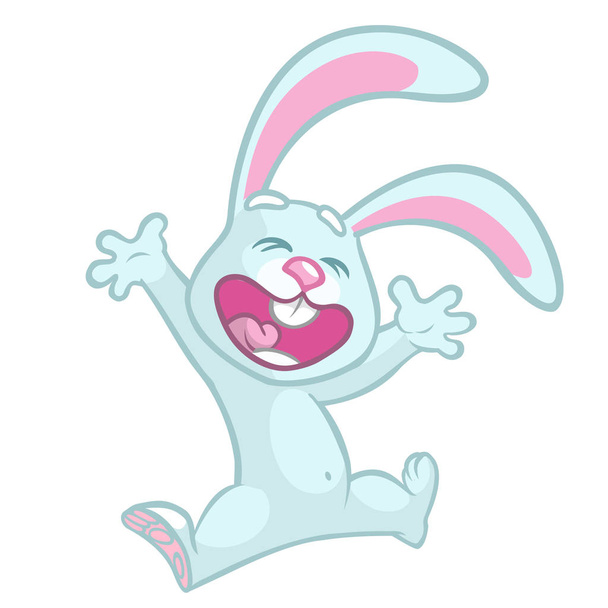 Easter cartoon bunny rabbit excited. Vector illustration of bunny isolated - Vektör, Görsel