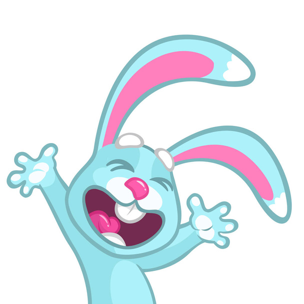 Easter cartoon bunny rabbit dancing excited. Vector illustration of bunny isolated - Вектор, зображення