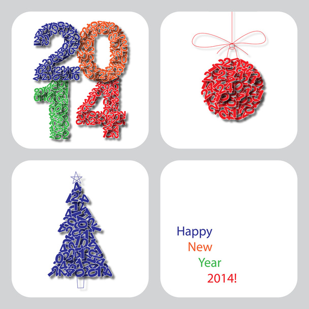 boldog új évet 2014 dekoráció kártya 2 vektor - Vektor, kép