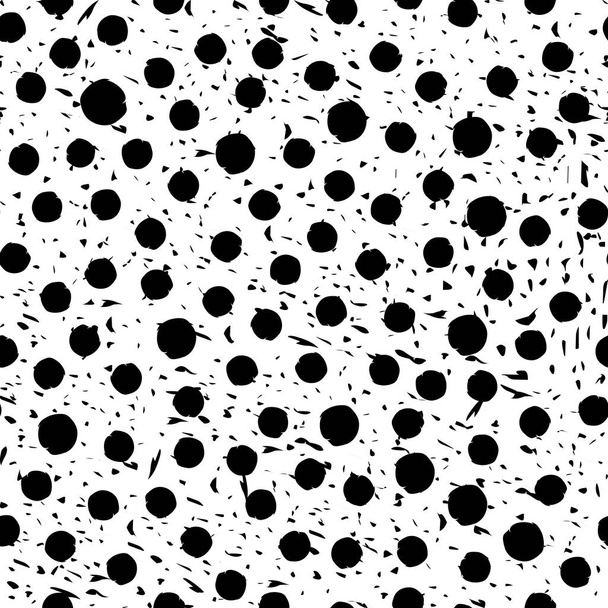 Mustia pisteitä valkoisella pohjalla. Tiivistelmä musta ja valkoinen saumaton kuvio tekstiili-, käärepaperi, kangas ja jne
 - Vektori, kuva