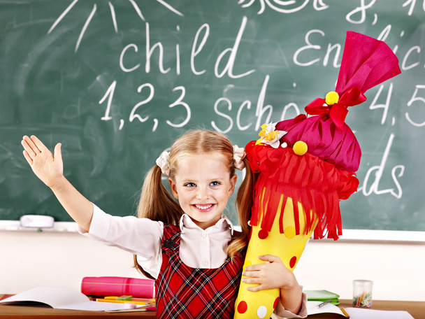 Child with school cone. - Photo, Image