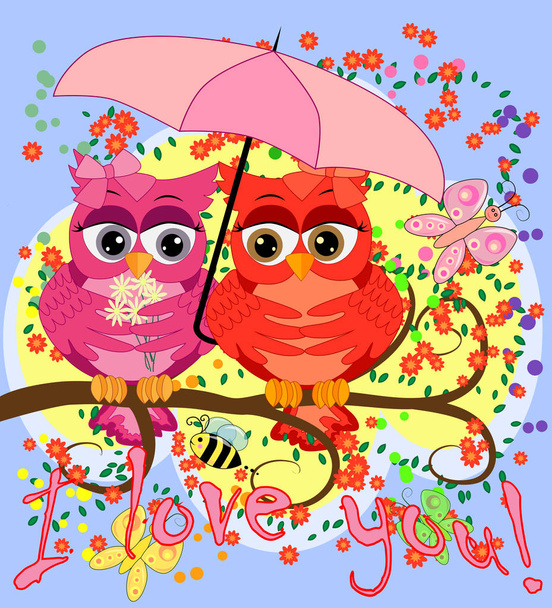 Concept of homosexual female love, postcard - Vector, Image