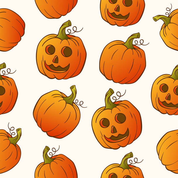 Halloween vector achtergrond met Jack o lantaarn gesneden pompoenen.  - Vector, afbeelding
