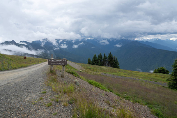 Sign for Obstruction Point Road in Olympic National Park, as see - Photo, Image