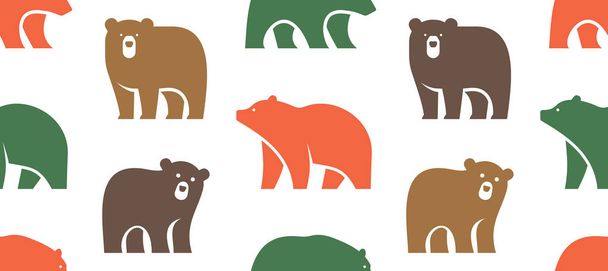 Seamless pattern with Bear logo. Icon design. isolated on white background - Вектор,изображение