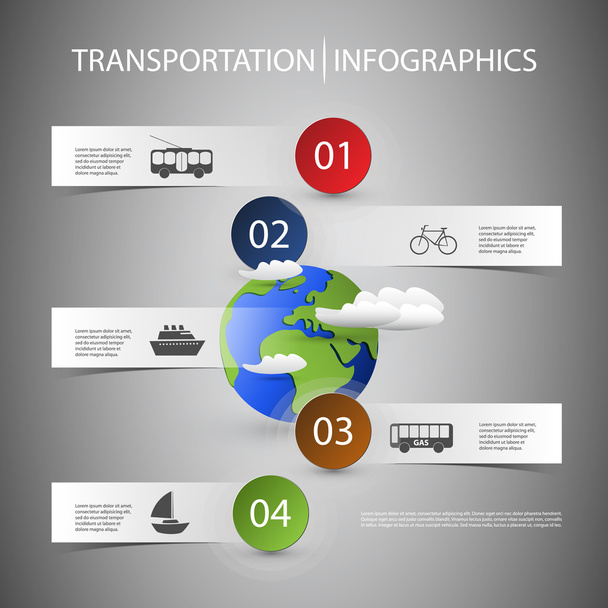交通機関アイコンとインフォ グラフィック デザイン - ベクター画像