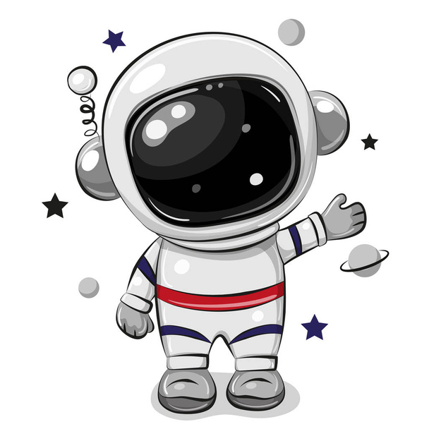 Cartoon astronaut isolated on a white background - Vektör, Görsel