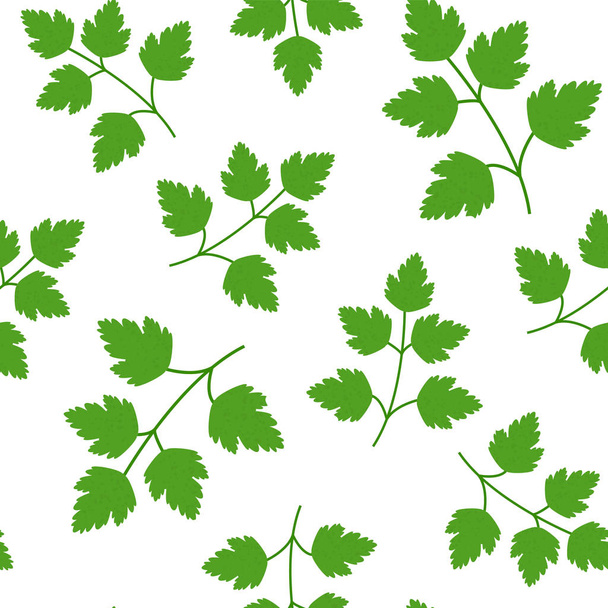 Seamless Green parsley in flat style pattern - Vector, imagen