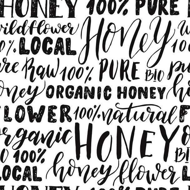 Seamless pattern of honey lettering. - Vector, Image