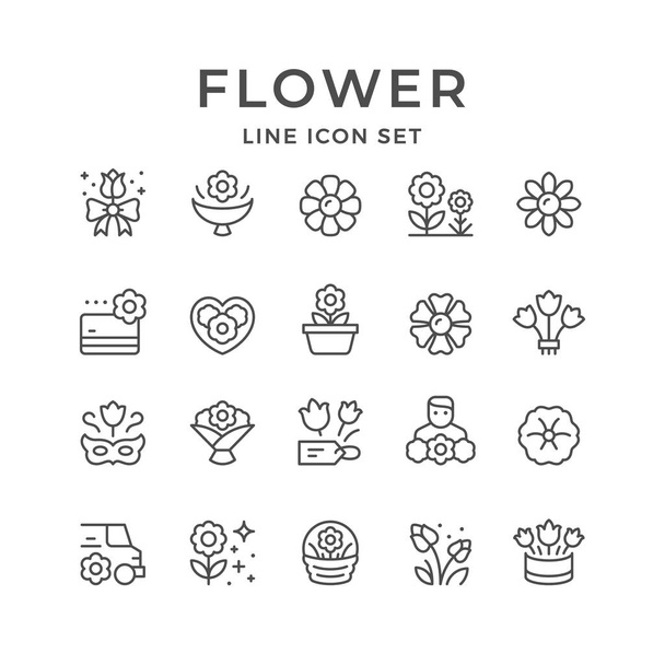 Setzen Sie Linie Symbole der Blume - Vektor, Bild