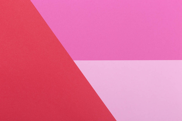 Paper pink, red, pastel empty background, geometrically located. Color blank for presentations, copy space. - Foto, Bild