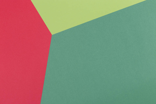 Paper empty green, light green, red background, geometrically located. Color blank for presentations, copy space. - 写真・画像