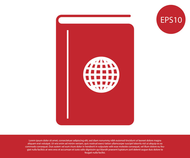Красная обложка книги путеводитель значок изолирован на белом фоне. Векторная миграция
 - Вектор,изображение