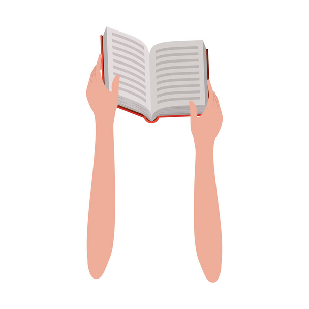 Geïsoleerde hand holding boekontwerp vector illustratie - Vector, afbeelding
