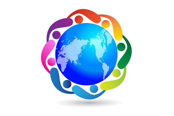 Logo world teamwork unity business people - Vector, Image