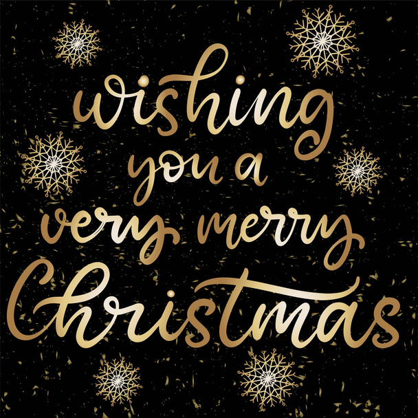 Merry Christmas and happy new year lettering. - Vector, imagen