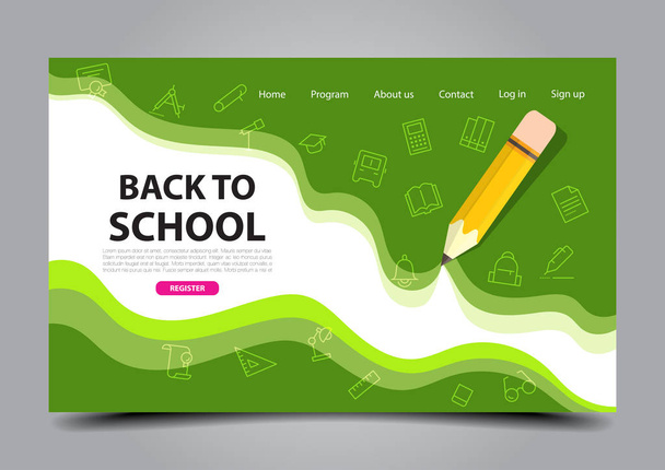 学校教育に戻るウェブデザインカバーページのランディングページベクトルイラストグラフィックフラットデザインアート - ベクター画像