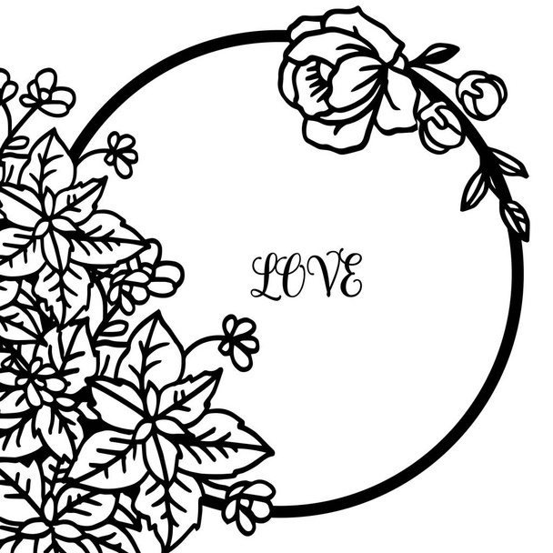 Design romantique de l'amour de la carte avec cadre de fleur feuille de la nature. Vecteur
 - Vecteur, image