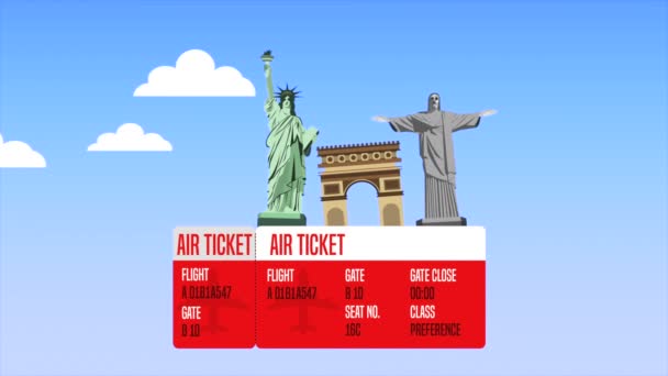 εισιτήριο με σετ κινουμένων σχεδίων για μνημεία χώρας - Πλάνα, βίντεο