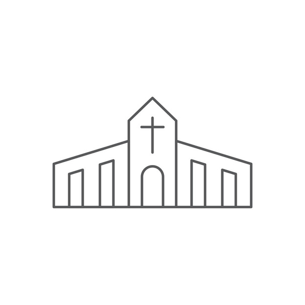 Kerkgebouw vector pictogram symbool Christian geïsoleerd op witte achtergrond - Vector, afbeelding