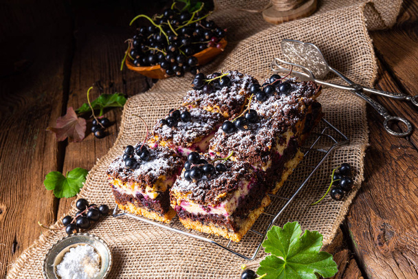 Polish cake from tin with fruit and sprinkles - Fotoğraf, Görsel