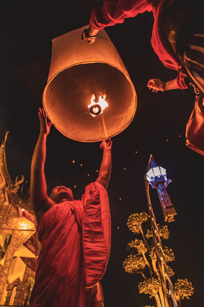 Lanterns festival, Yee Peng and Loy Khratong in Chiang Mai in Thailand - Photo, Image