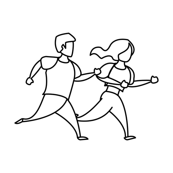deporte de fitness heatlhy estilo de vida de dibujos animados en blanco y negro
 - Vector, Imagen