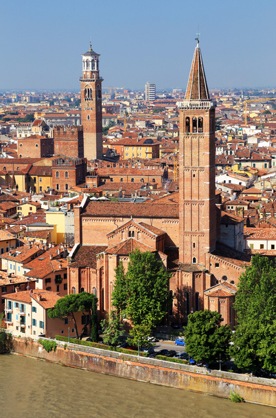 Sant' anastasia Kościoła i torre dei lamberti, verona - Zdjęcie, obraz