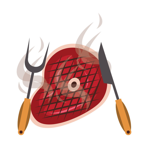 Maukas grilli grillattua ruokaa sarjakuva
 - Vektori, kuva