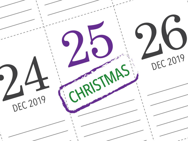 日記にクリスマスの日カレンダー - ベクター画像