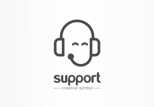 Client support, customer service creative symbol concept. Call center, contact us abstract business logo idea. Headset and smile icon. - Vector, Image